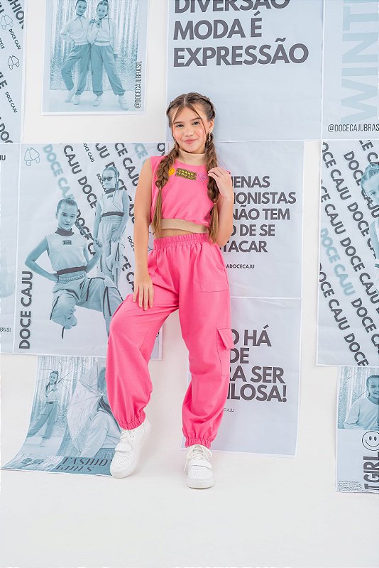 Conjunto Lorena Cropped Rosa