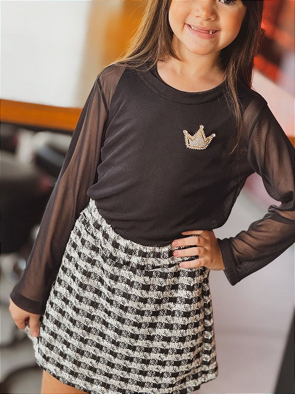 Conjunto Tweed blusa preta