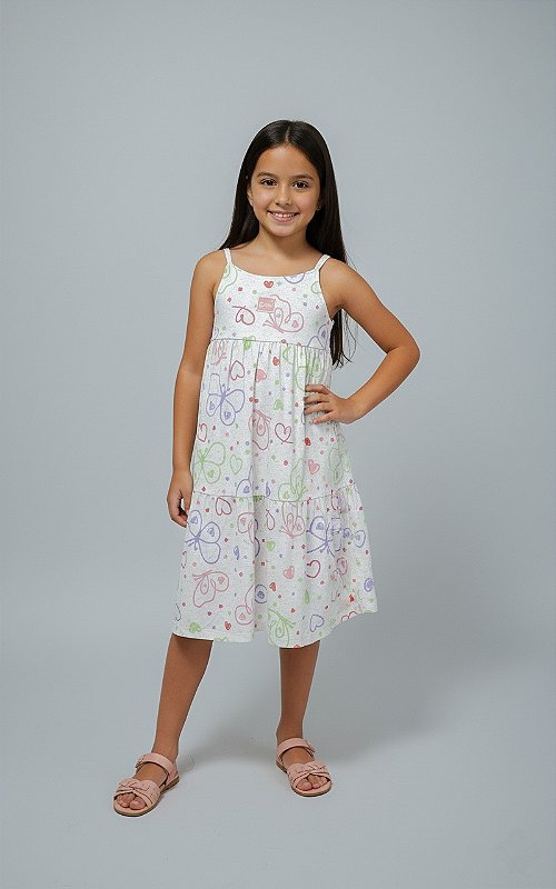 Vestido Off White Borboletas