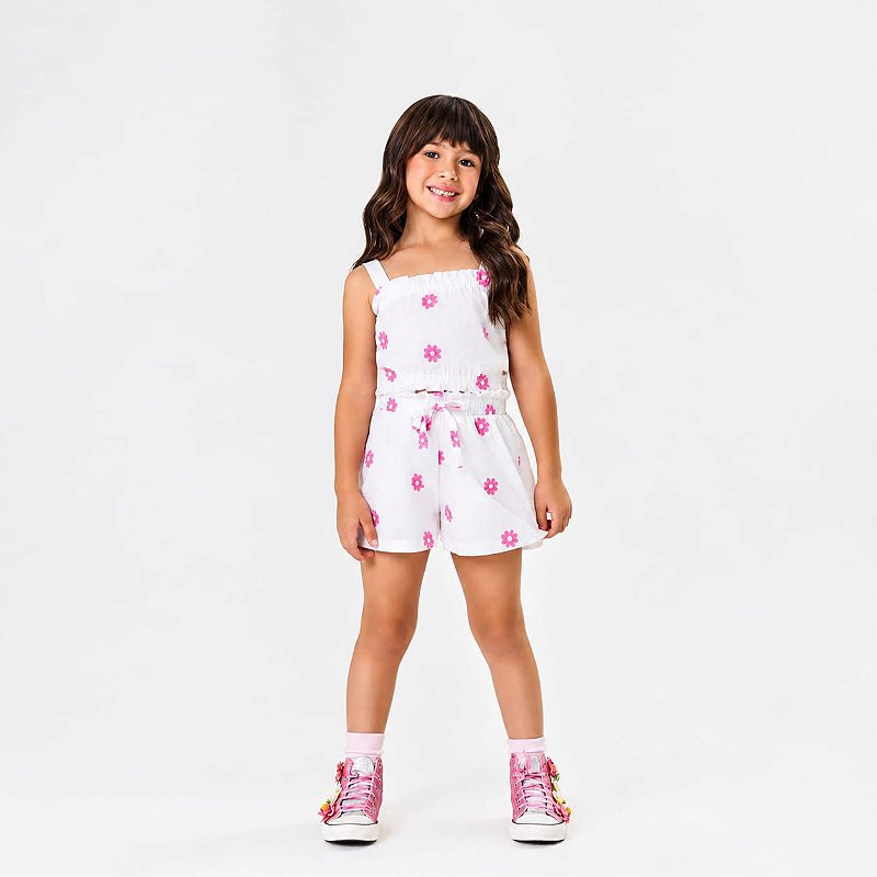Conjunto Infantil Bordado Flor Cinti