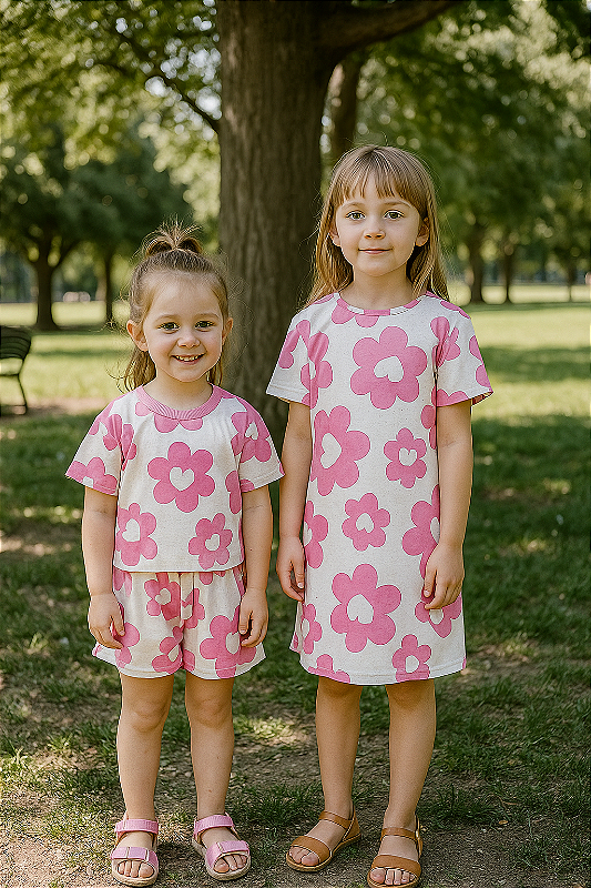 Conjunto Floral Rosa