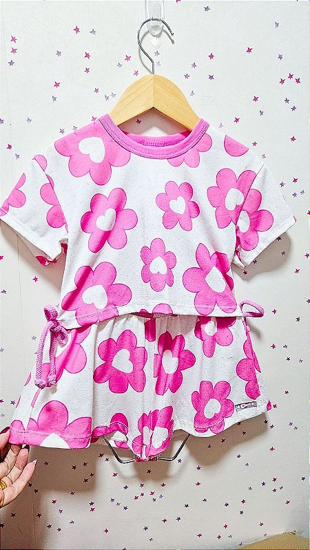Conjunto Infantil Floral Rosa