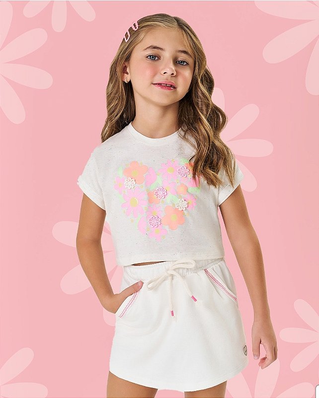 Conjunto off Aplique Flores