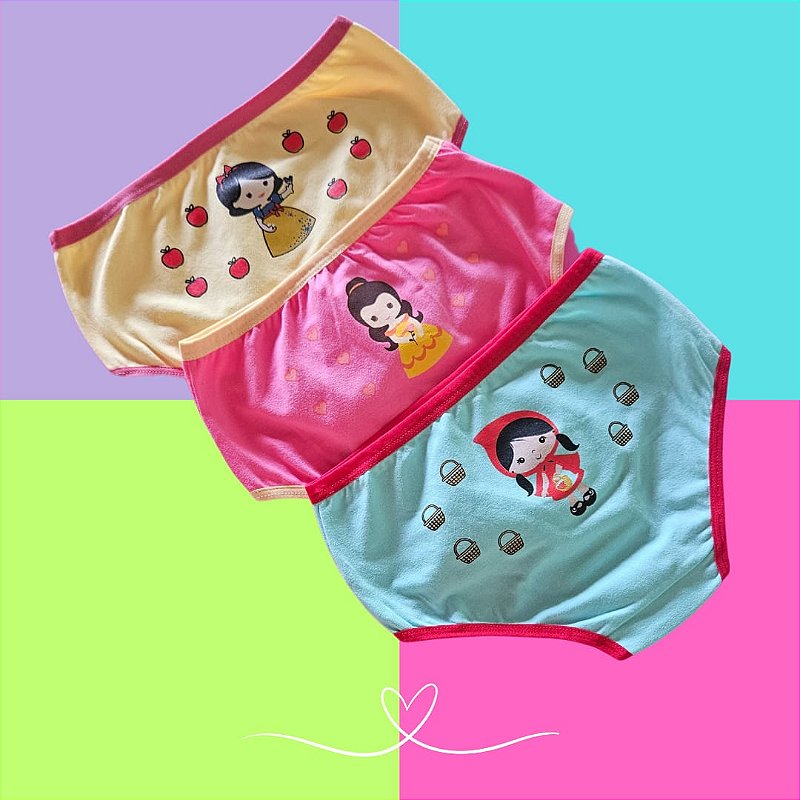 Kit 3 calcinhas Princesas (Forma grande)