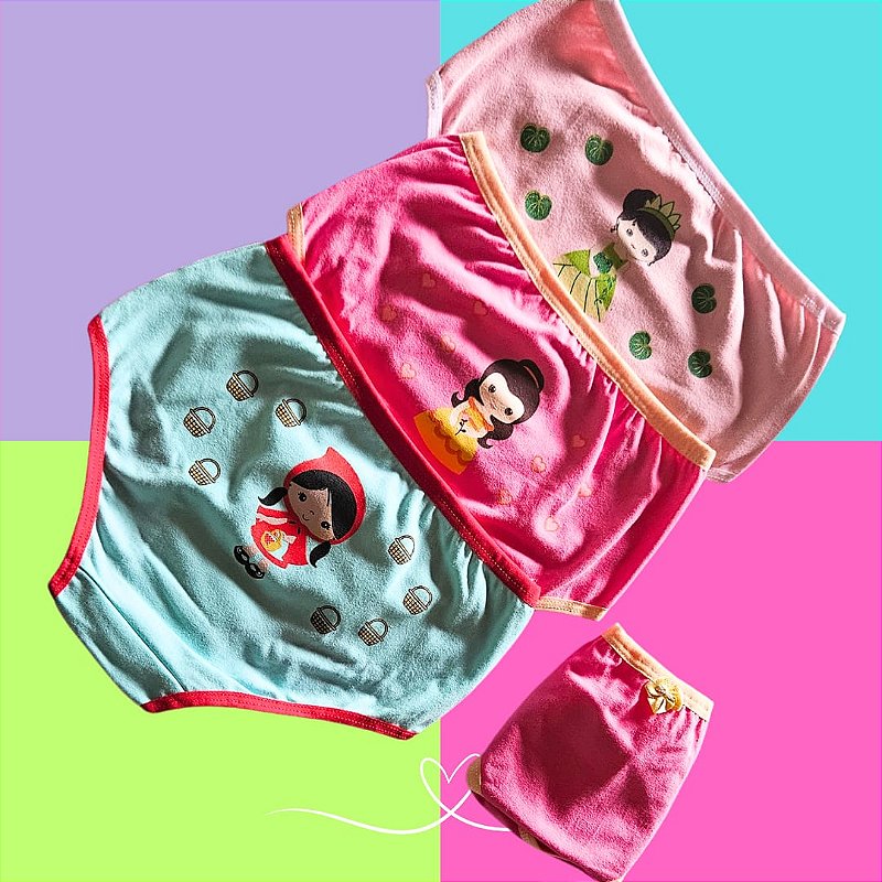 Kit 3 calcinhas princesas M (forma grande)