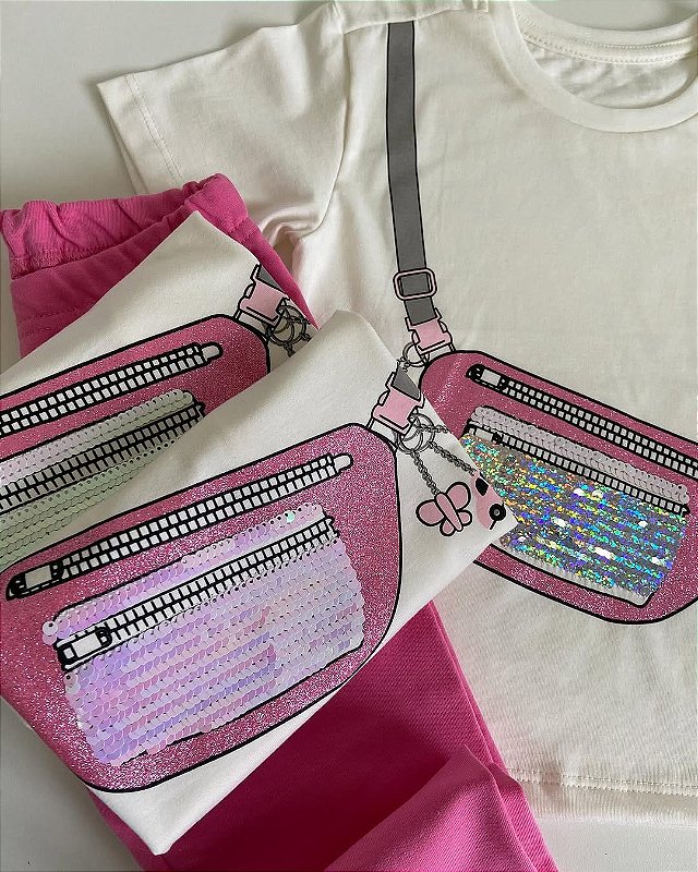 Conjunto Glitter Bag Rosa
