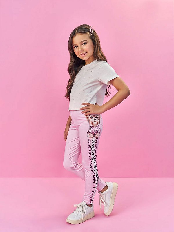Legging Infantil Cinti Rosa Cachorrinha Fashion