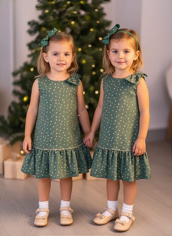 Vestido Bia Poá Encanto Verde