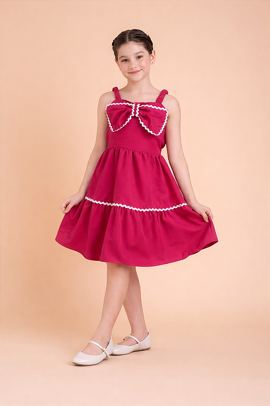 Vestido Bela Fúcsia Alfaiataria com Cianinha