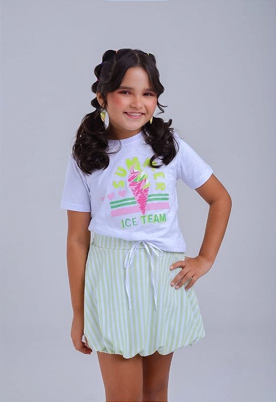 Conjunto Ice Team Lima Infantil Branco Verde