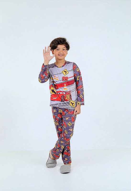 Pijama Suede Relâmpago MCQUEEN Infantil Cinza