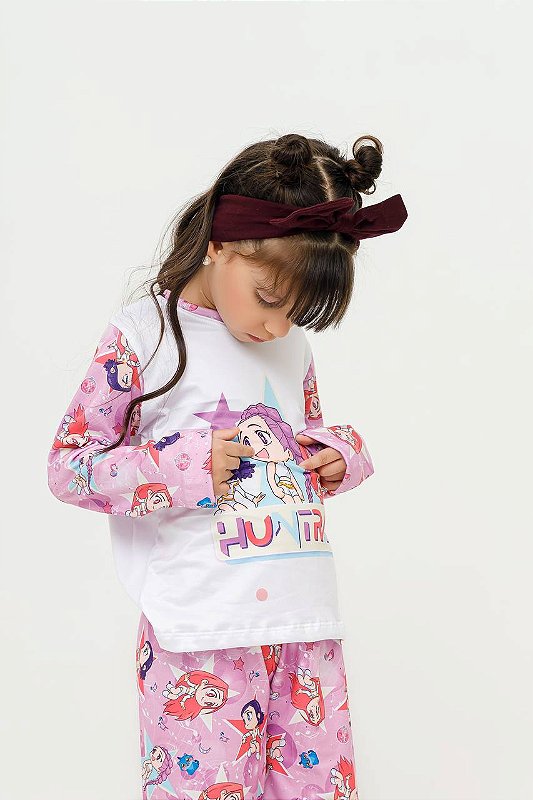 Pijama Suede Rosa Guerreiras K POP Bebê