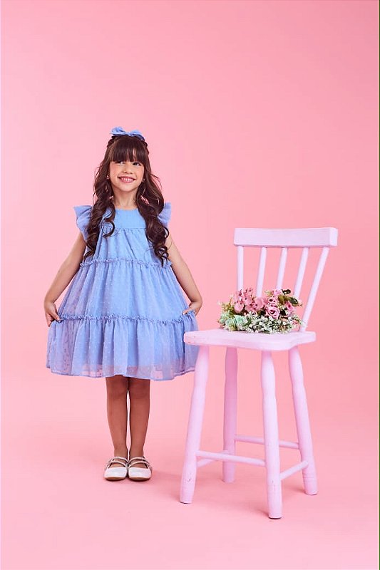 Vestido Infantil Três Marias em Crepe Musseline