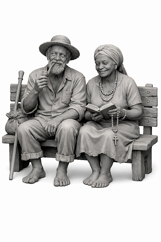 CASAL DE PRETOS VELHOS (SENTADOS)