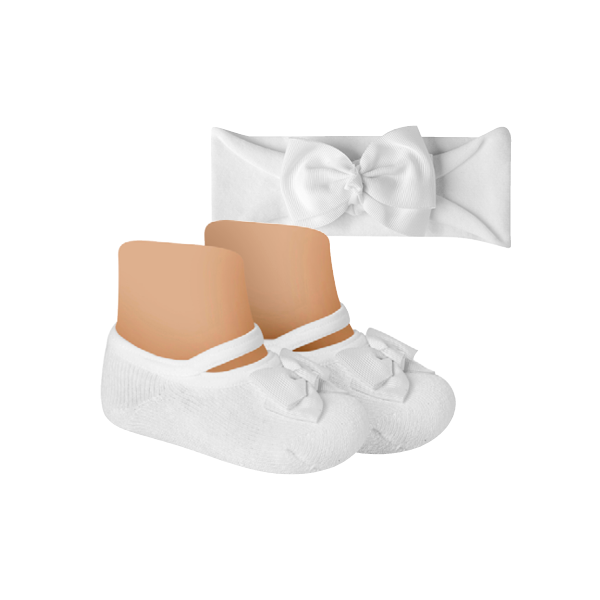 Sapatilha Infantil Kit Faixa De Cabelo Bebê Recém-Nascido Meias