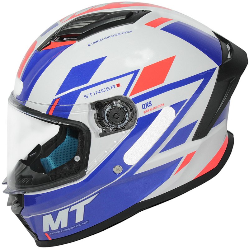 Capacete MT Helmets Stinger 2 Zivze E7 Gloss Pearl fechado