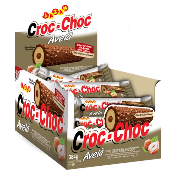 Croc-Choc com Cobertura e Recheio Sabor Avelã - Display com 24UN