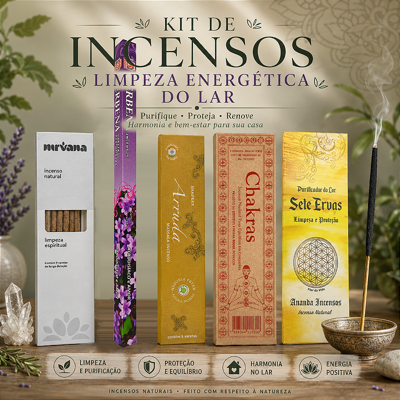 Kit Limpeza do Lar e Proteção Energética Incensos para Purificação e ...