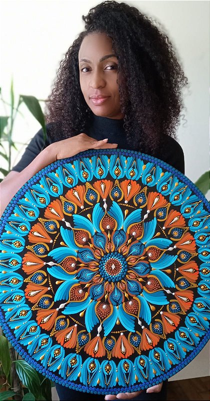 Mandala Azul, Laranja - Daianedallas