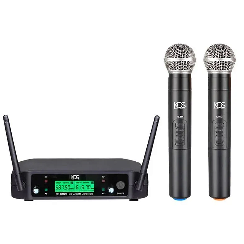Sistema Microfone Sem Fio KDS-W382M Uhf Duplo de Mão KADOSH
