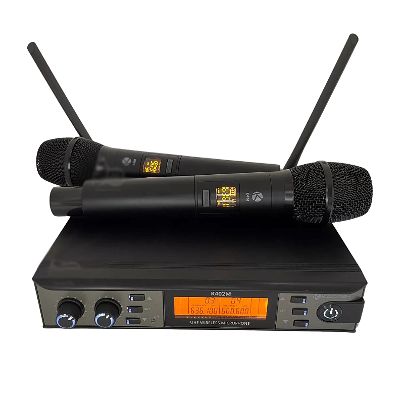 Microfone Kadosh Duplo Sem Fio Uhf Display Digital K402m Cor