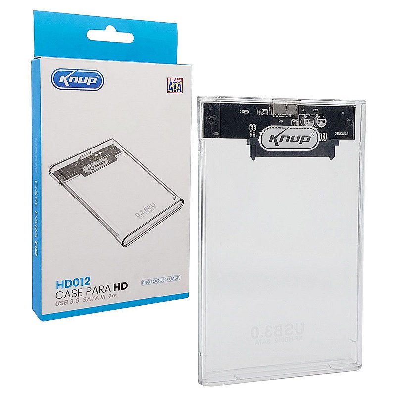 CASE SATA HD 2,5 TRANSPARENTE ACRICILICO COM ENTRADA USB 3.0 KP