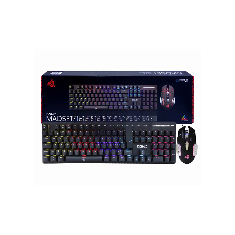 KIT TECLADO MECANICO SWITCH AZUL E MOUSE GAMER COM FIO KP-TE131