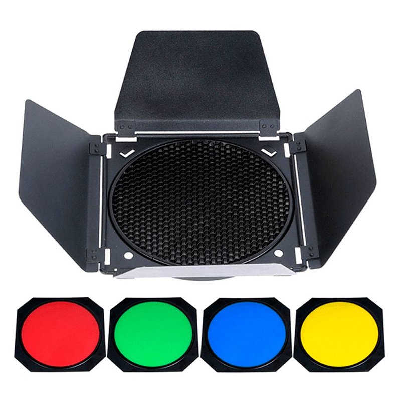 GODOX BD-04 – Porte De Grange Et Nid D'abeille Pour Réflecteur 7" – Avec 4 Filtres Couleur