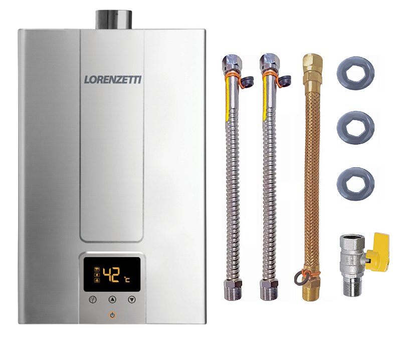 Aquecedor De Água A Gás Lorenzetti Lz 2000 De Inox Glp E Kit