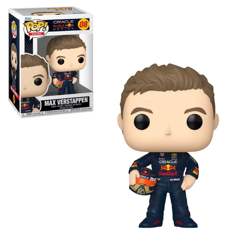Funko Pop Max Verstappen 08 com capacete Red Bull Formula 1