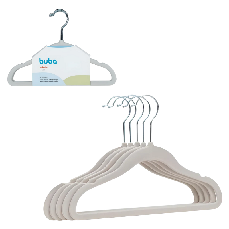 Buba Cabides em Veludo Kit com 5 Unidades Bege