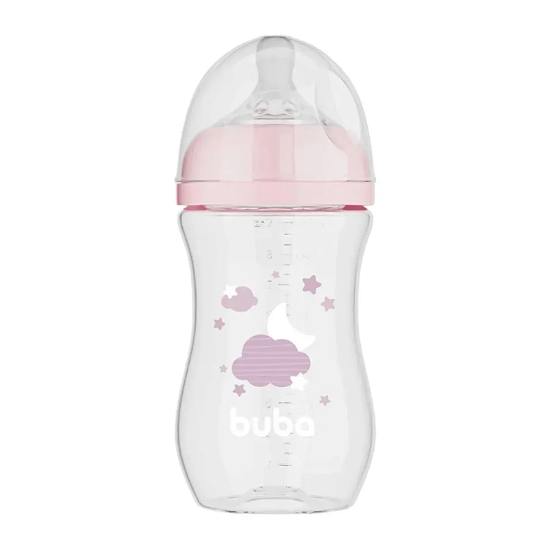 Buba Mamadeira Easy Flow Anticólica Nuvem Rosa 270ml