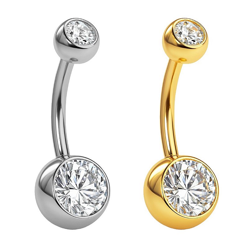 DimMoire Piercing肋骨BIG T ホワイト Piercing de umbigo tradicional com Zircônia Branca (Titânio) - LR