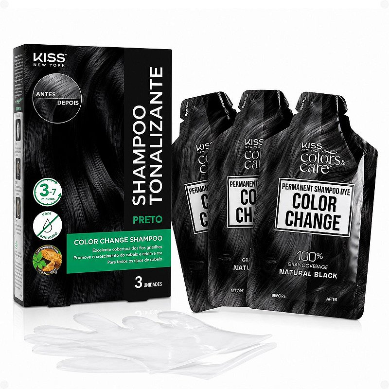 Shampoo Tonalizante Kiss New York Color Change Preto - Teruya