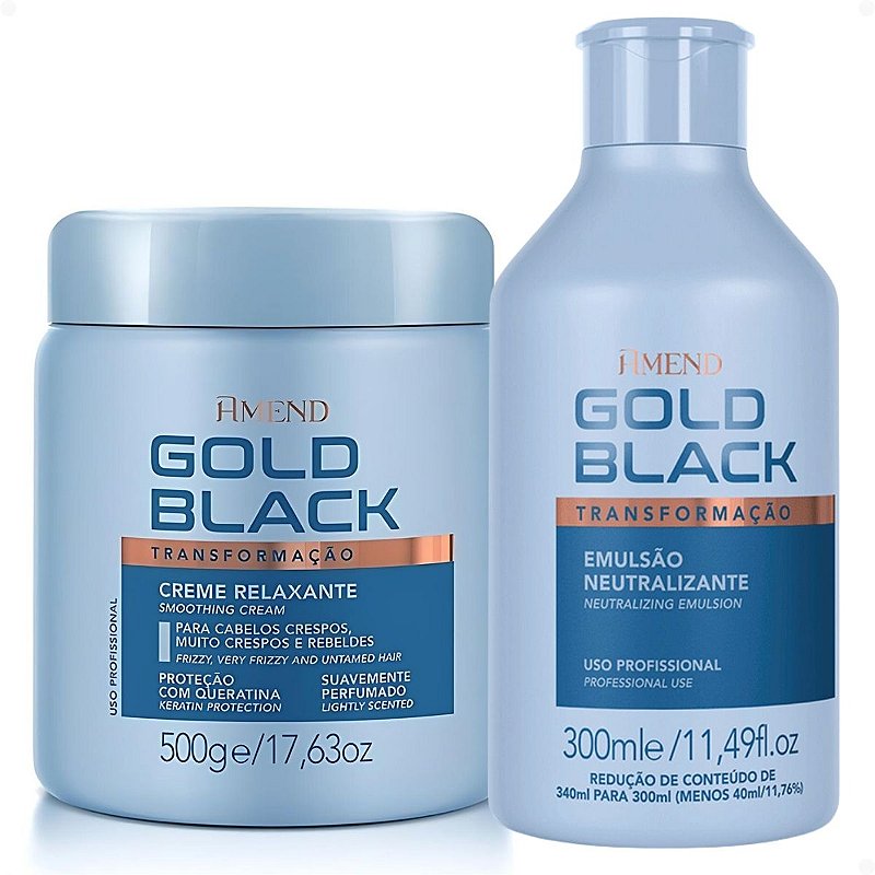Kit Amend Gold Black: Creme Relaxante Amônia 500g e Emulsão