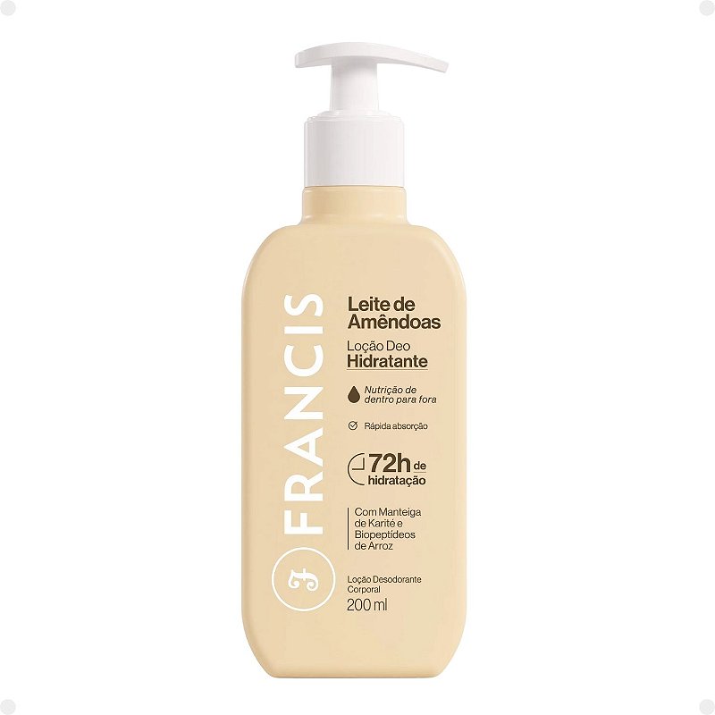 Loção Deo Hidratante Francis Leite de Amêndoas 200ml - Teruya