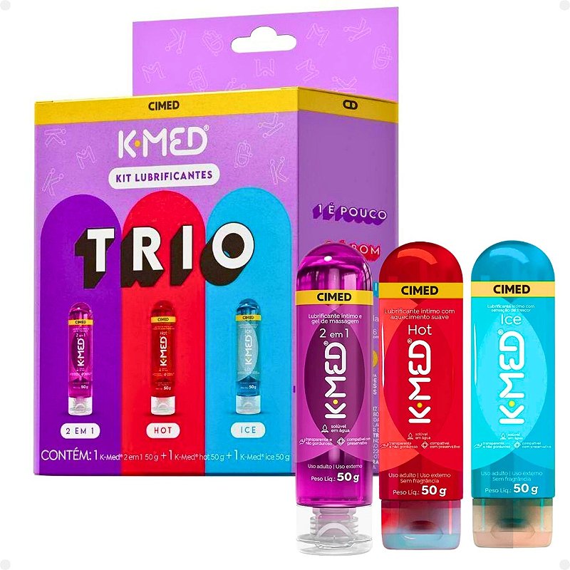 Kit Lubrificantes K-Med Trio: Hot, Ice e 2 em 1 50g - Teruya