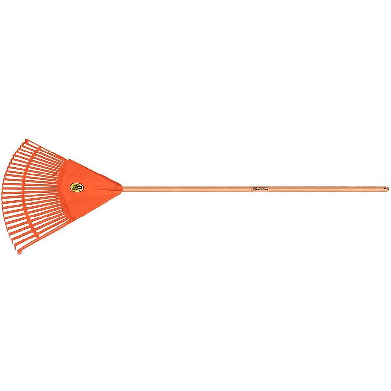 Vassoura com 26 Dentes Tramontina 77855/761 em Polipropileno Laranja com Cabo de Madeira 120 cm