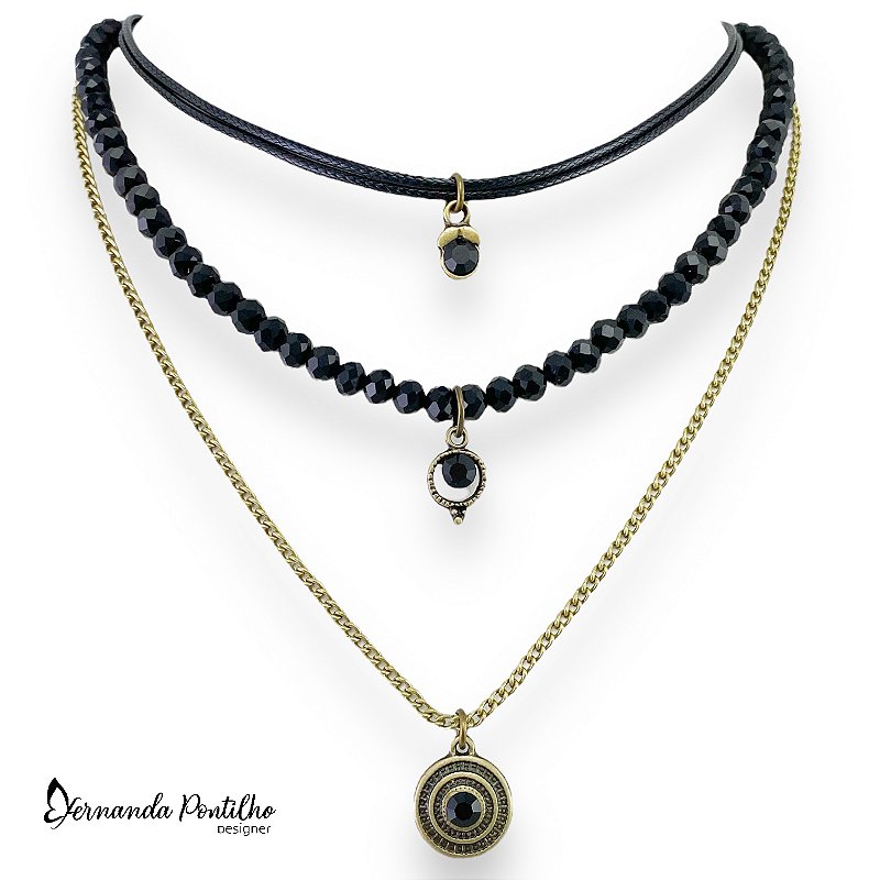 COLAR CURTO 3 VOLTAS PRETO 11623