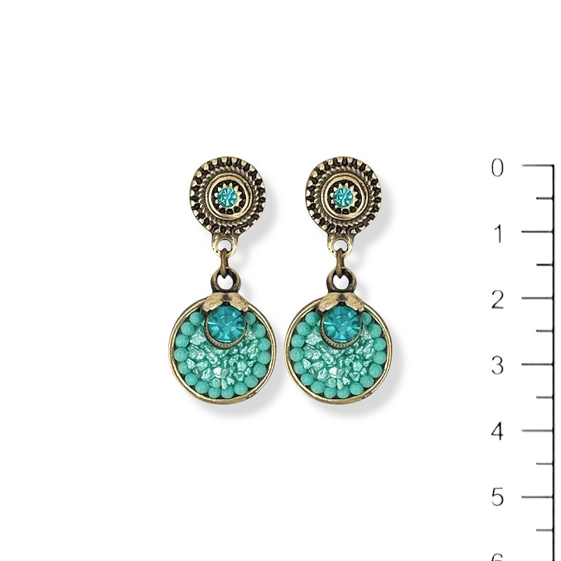 Brinco chapinha c/ cascalho e pto de luz - turquesa 11725