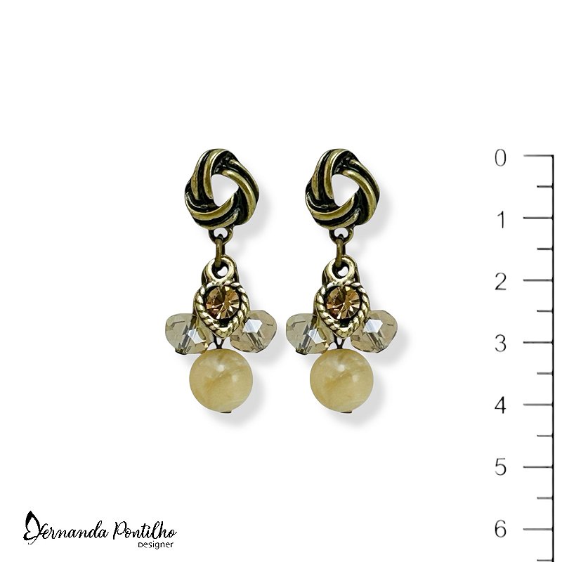 BRINCO DE CACHINHO BEGE E DOURADO 11788