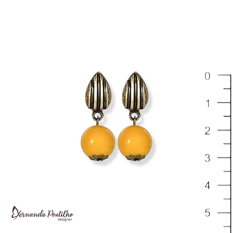 Brinco de bola amarelo 12117