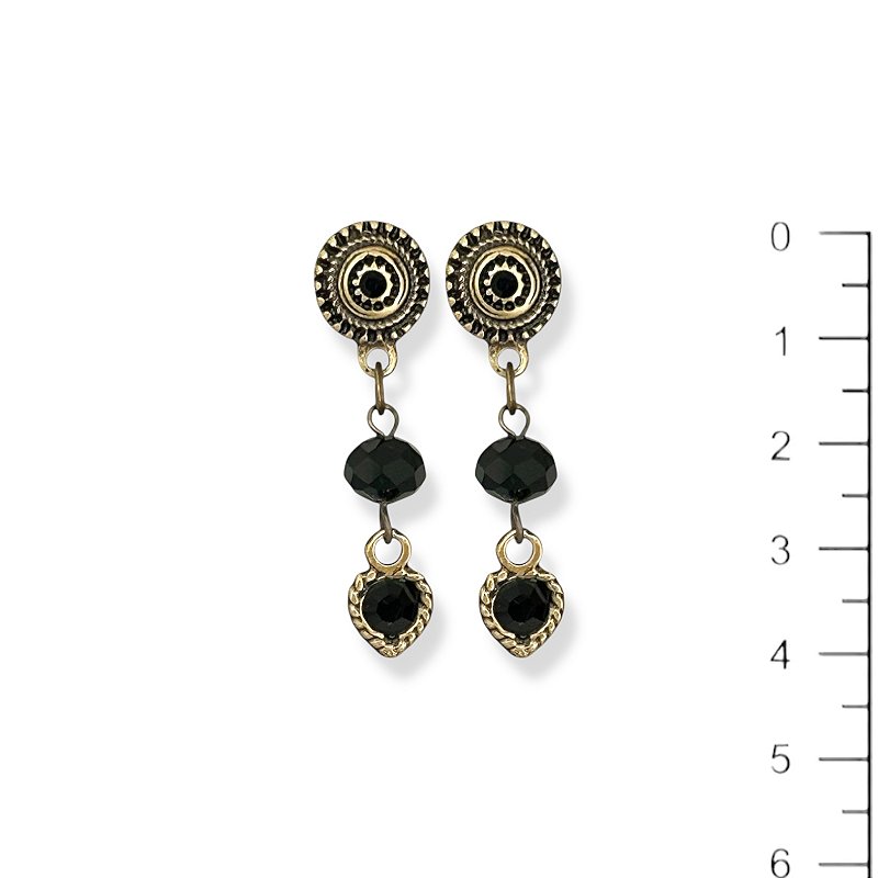 BRINCO CRISTAL E CORAÇÃO PRETO 12302