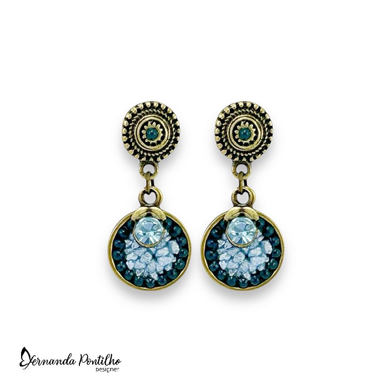 BRINCO CHAPINHA CASCALHO AZUL MARINHO E AQUAMARINE 12314