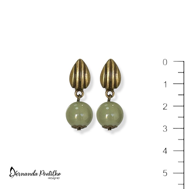Brinco de bola verde sálvia 12352