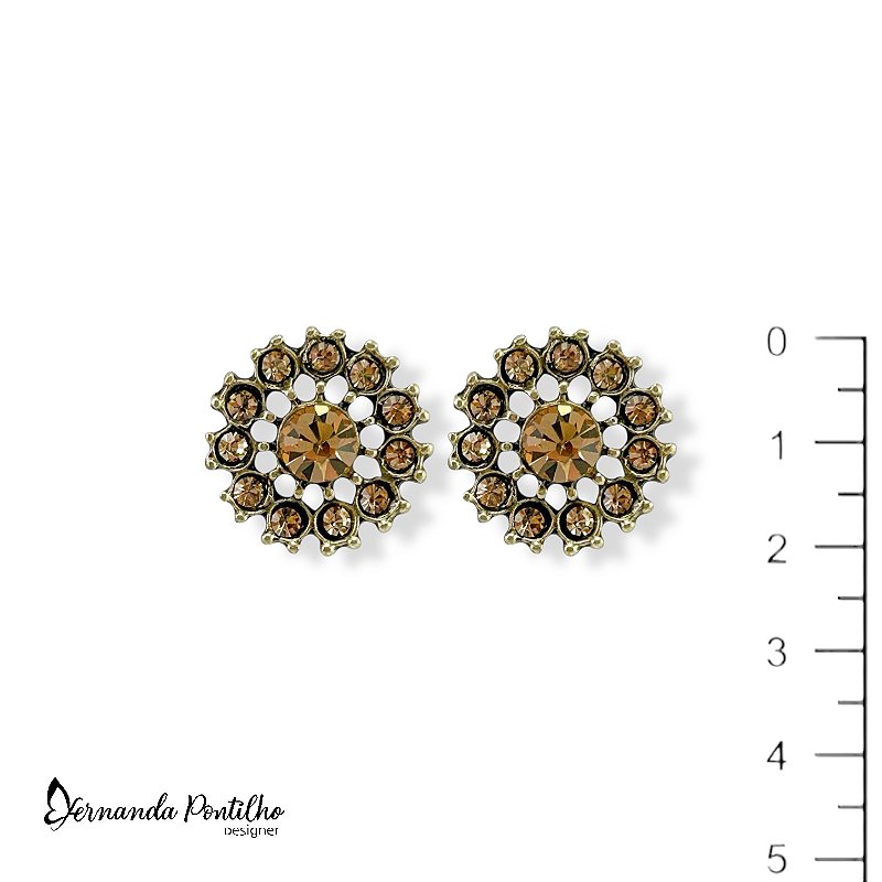 BRINCO FLOR C/ STRASS DOURADO 12381