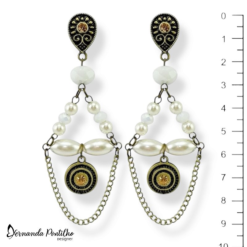 MAX BRINCO CRISTAIS E PÉROLAS - BRANCO E DOURADO 12430