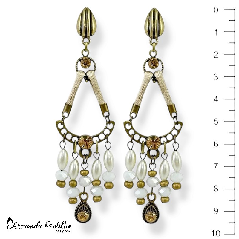 MAX BRINCO CETIM, CRISTAIS E PÉROLAS - BRANCO E DOURADO 12431