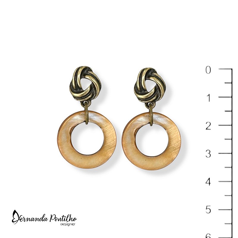 Brinco argola de madrepérola caramelo 12630