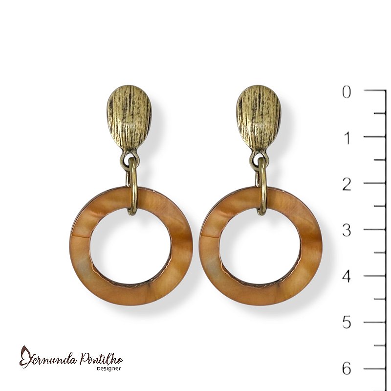Brinco argola de madrepérola caramelo 12630